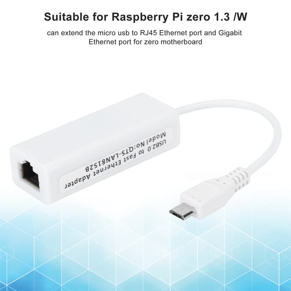 Micro USB til RJ45 Ethernet-adapter til Raspberry Pi Zero 1.3/W-kort, kablet netværksstik
