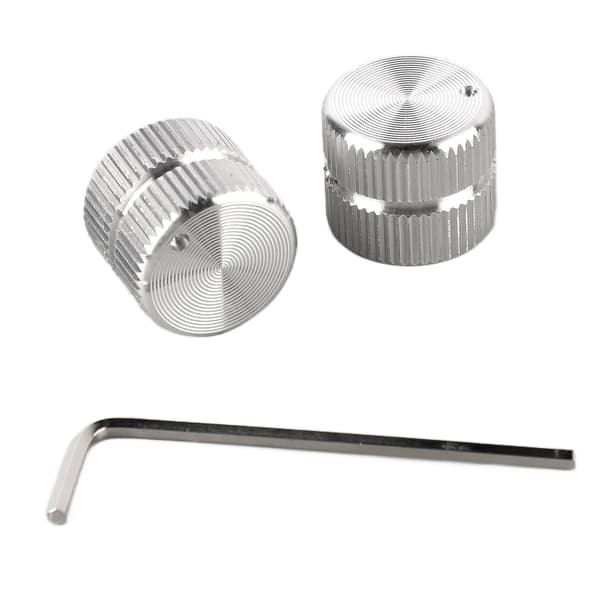 Silver metallgitarr volym tonkontrollknappar 2-pack med skiftnyckel för elektrisk bas & gitarrpotentiometerdelar