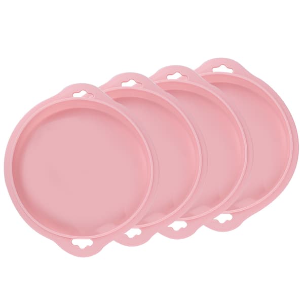 4 st silikon kakformar, rund bakform brödform bricka nonstick bakform rosa L