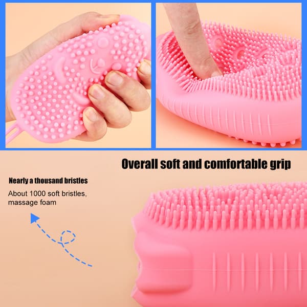 Silikonbubbelbadskrubb Exfolierande duschmassager Dubbelsidig kroppstvättborste
