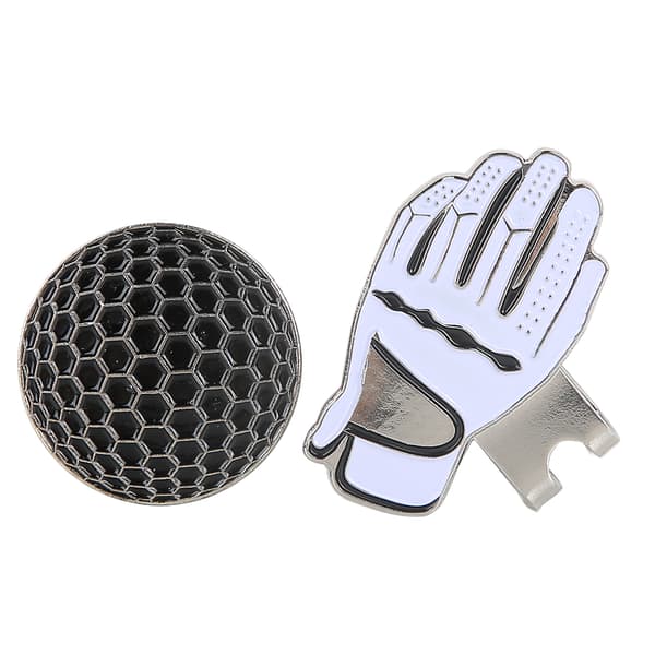 Magnetisk Golf Hatteclips med Boldmarkør, Kasketholder i Rustfrit Stål til Handske & Skygge, Sort & Hvid, 2-pak