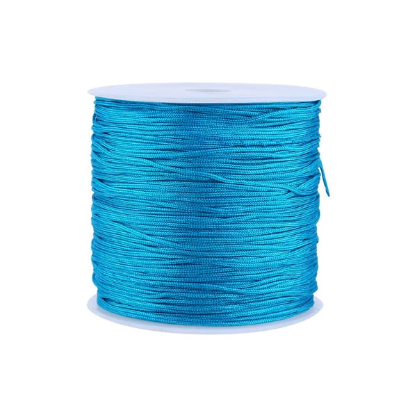 100M x 0.8mm Nylon Kinesisk Knutrep Råttsvans Makrame Shamballa Tråd Blå
