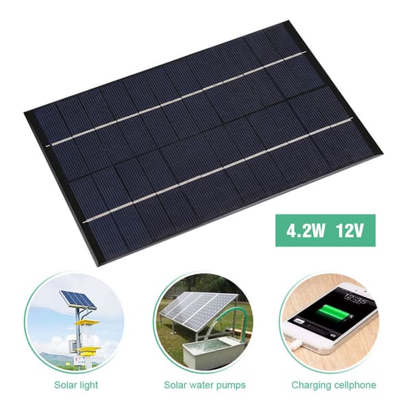 4.2W 12V Mini Bärbar Polysilikon Solpanel DIY Strömmodul Batteriladdare