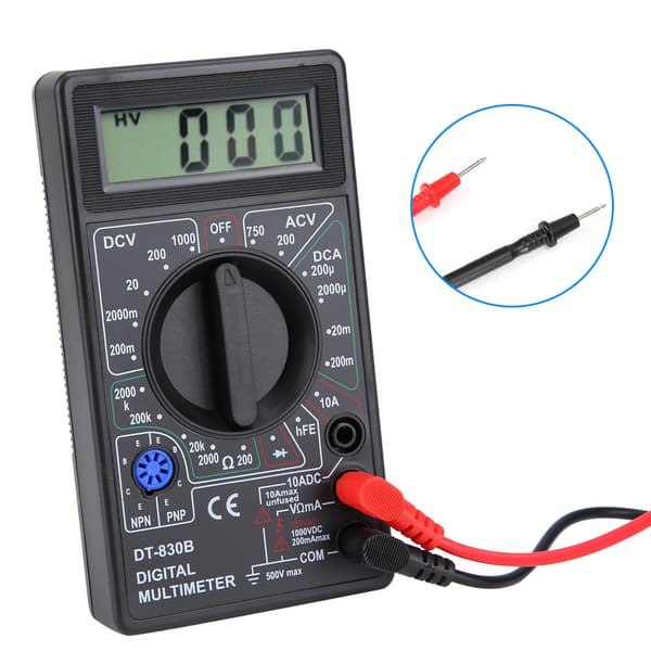 DT-830B Multifunktionel Bærbar LCD Digital Multimeter Amp Volt Ohm Tester Voltmeter Ohmmeter Måler DT-830B Sort