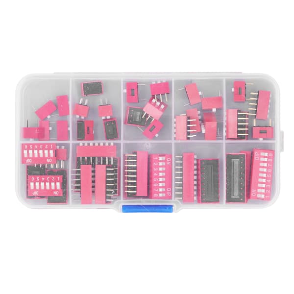 45 st Dip Switch Assorted Kit On Off Toggle 2.54mm Range 1 2 3 4 5 6 7 8 9P för kopplingsplattor