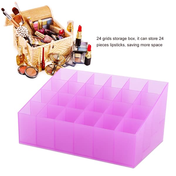 24 Gitre Læbestiftholder Display Stand Kosmetisk Organizer Makeup Opbevaringsboks (Lilla)