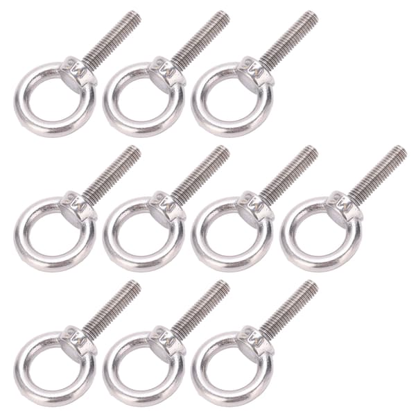10 stk. øjebolt 304 rustfrit stål løfte rund ring skrue befæstelse hardware M6x25