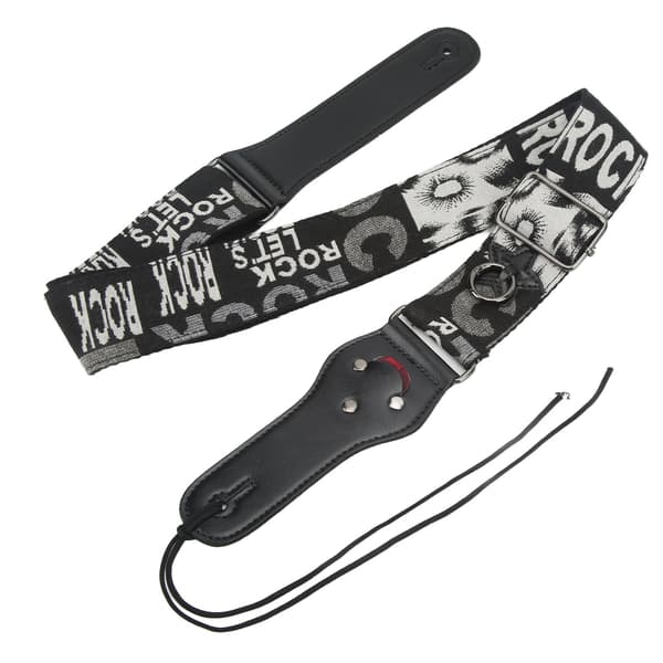 Black Rock Gitarrrem i Bomull Linne 103-158x5cm för Gitarr Bas Elgitarr Helt Fixerad Lättvikt Ergo Enkel Passform +2 Plektrum