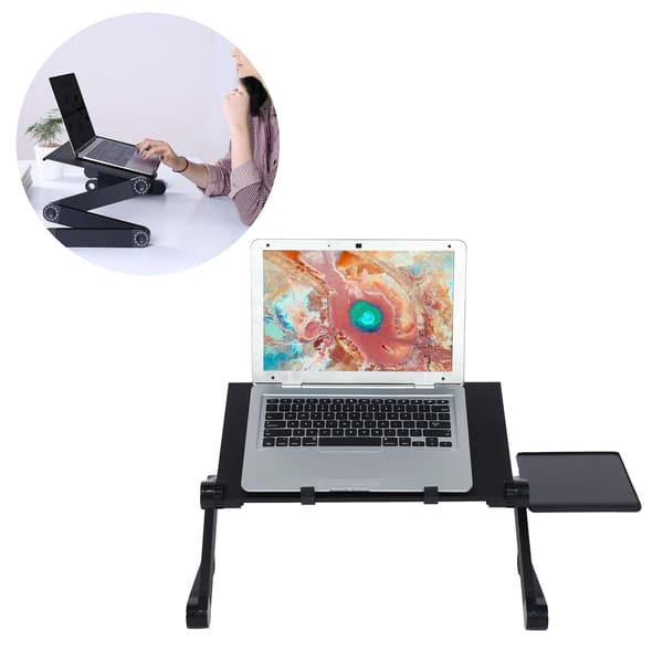 Bärbart laptopbord med musplatta, justerbart hopfällbart datorställ i aluminiumlegering
