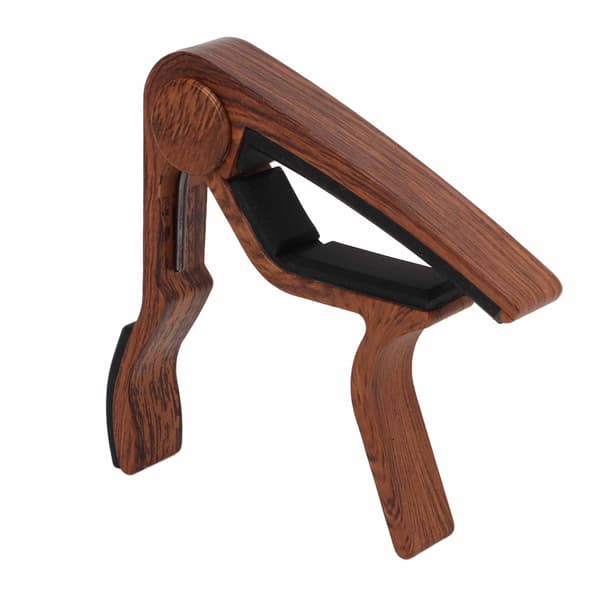 Quick Release String Lock Capo Kit med 5 Guitar Picks til Bas & Banjo, Mørk Valnød Finish