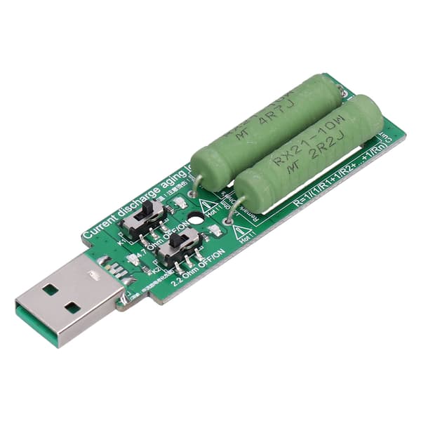 Mini USB belastningstester Power Bank afladningsmodstand med 1A 2A strømknap 5VDC