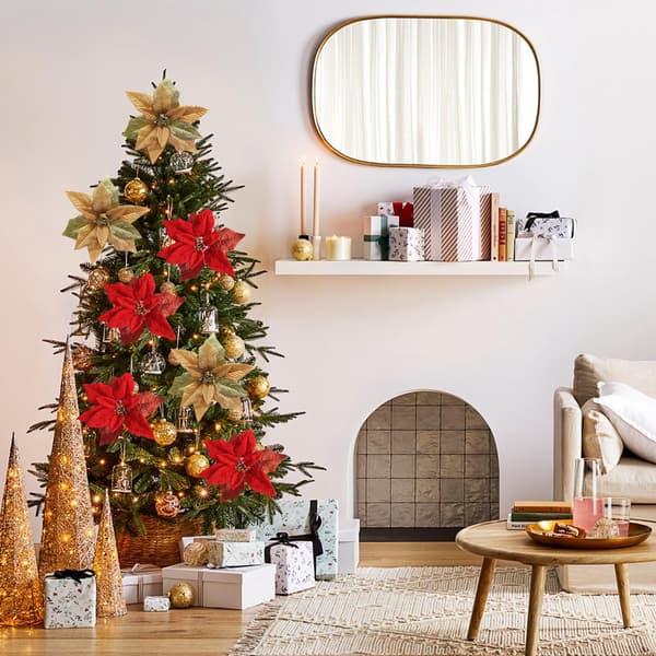 Juleblommor Julgransdekorationer Tygsimuleringsblommor