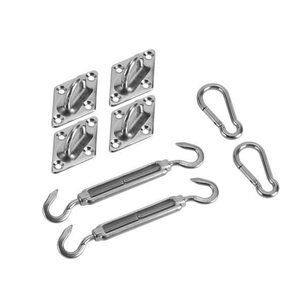 8 stk/sæt sølv rustfrit stål solsejl hardware kit installationstilbehør