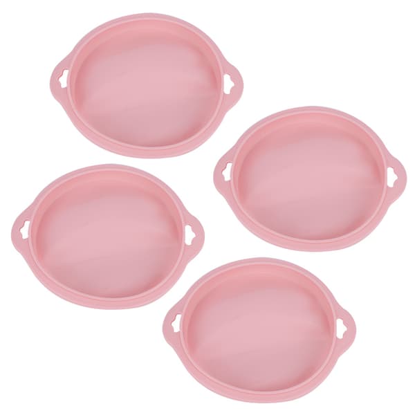 4 st silikon kakformar, rund bakform brödform bricka nonstick bakform rosa L