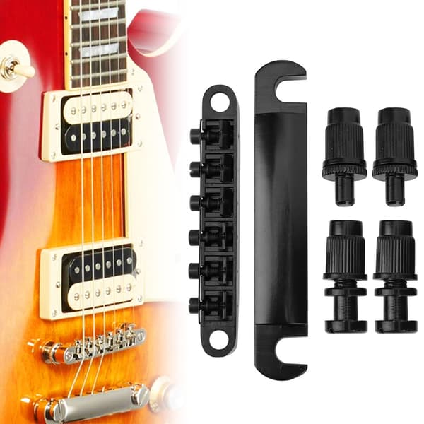 6-strängat fast stallset i zinklegering för LP elgitarrtillbehör, svart