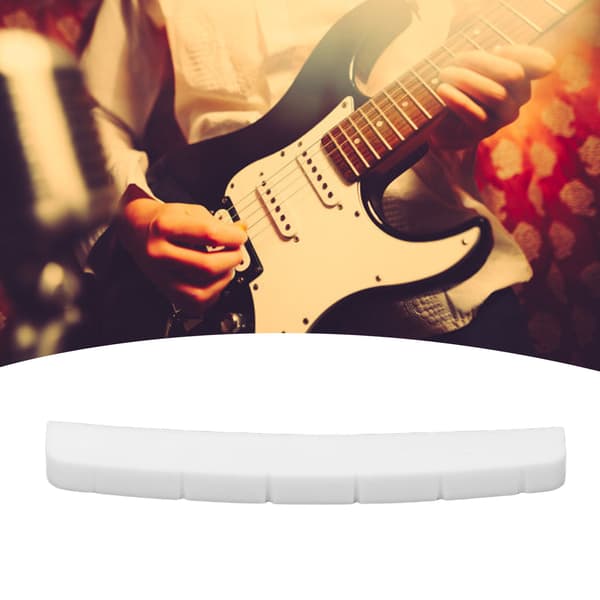 Elgitarrsadel, böjd, förskårad, ben, krämvit, 1 st, gitarrhårdvara