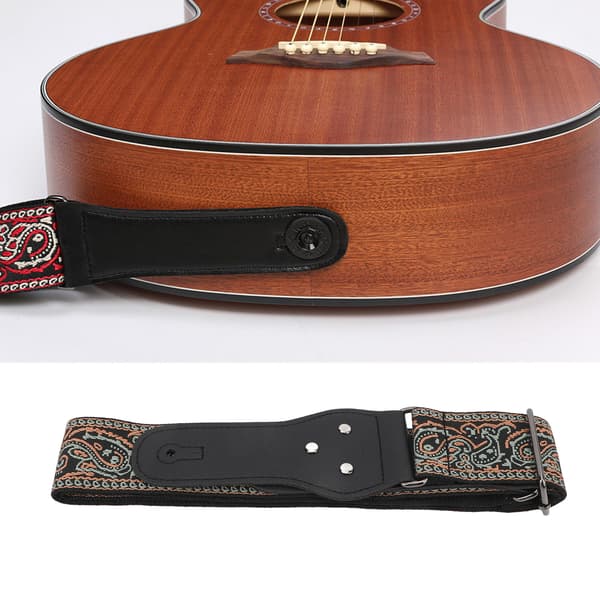Retro sydd gitarrrem | Justerbar bred basrem för akustiska och elektriska gitarrer, olivgrön, 2-pack