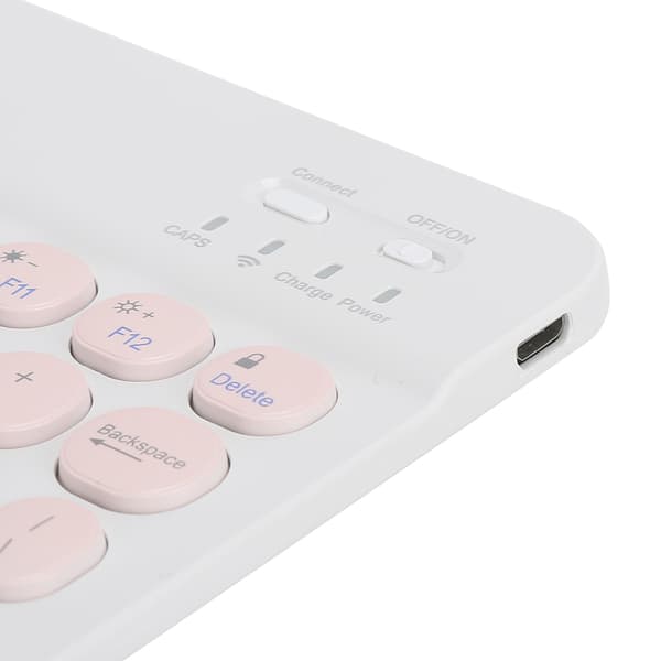 Trådløst Bluetooth-tastatur til tablet-smartphone-pc, rundt tast lyserødt 10 tommer, bærbart computertilbehør