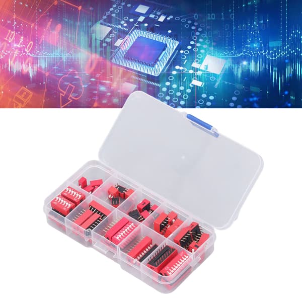 45 st Dip Switch Assorted Kit On Off Toggle 2.54mm Range 1 2 3 4 5 6 7 8 9P för kopplingsplattor