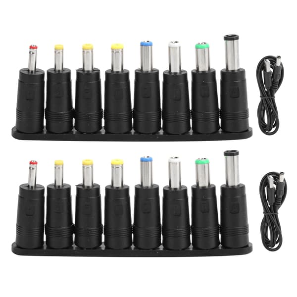 USB til DC-strømkabel 2-pak, 11-i-1 adapterkabel med udskiftelige spidser til computer og elektronik
