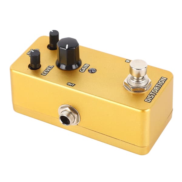Elgitarr Distortion Effektpedal Kompakt Enkelblock Modulering Förstärkarsimulering Gyllene