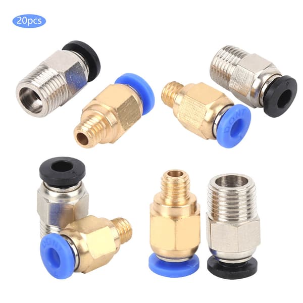 20 stk. lige pneumatisk fitting Push Connect til Bowden Ex 3D-printere PC4-M10/PC4-M6