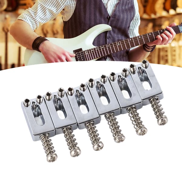 Vibratobryggsadel i silverzinklegering för elgitarr, 6-pack, standardrullreservdelar för Strat-stil