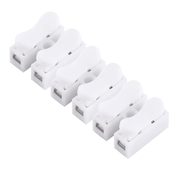 100 st 10A 220V 2-polig snabbkopplingsklämma för kabel, vit kopplingsplint