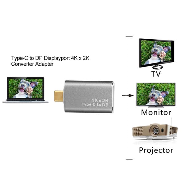 USB-C til DisplayPort 4K x 2K Adapter Konverter til Smartphone Tablet