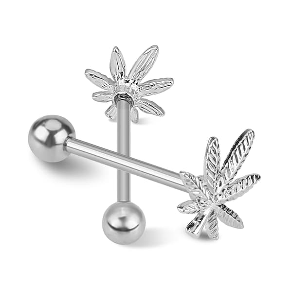 1PC Pot Bladformet Tungering Rustfrit Stål Stud Kropspiercing Smykker