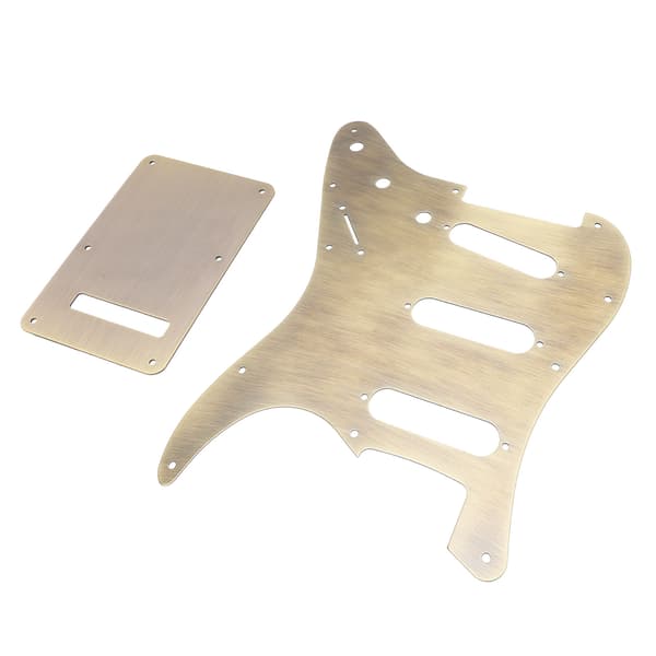 Bronsmetall Elgitarr Scratchplate & Bakplatta Set för 3 Single Coil Pickups, SSS-stil, 2-delat kit