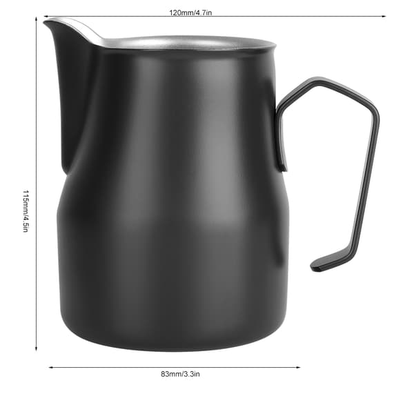 500 ml mælkeskummerkande i rustfrit stål til kaffebar (sort)