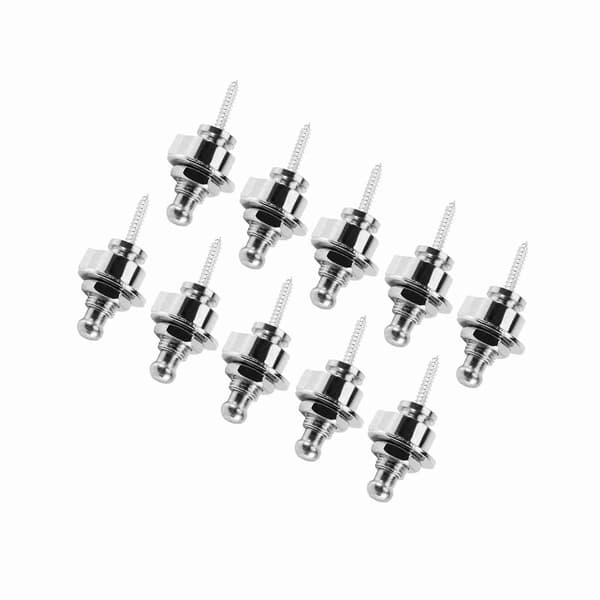 10 x Gitarr Metall Bas Remlås Antisladd Straplocks Tillbehör För Elgitarr (silver)