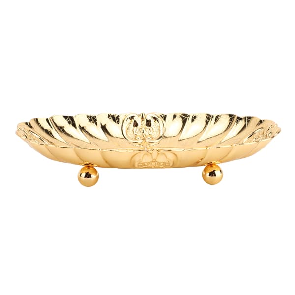 Oval Metall Serveringsbricka Liten Fruktskål Snackfat Buffé Bakverk Server S (15.2x8.8x3.1cm)