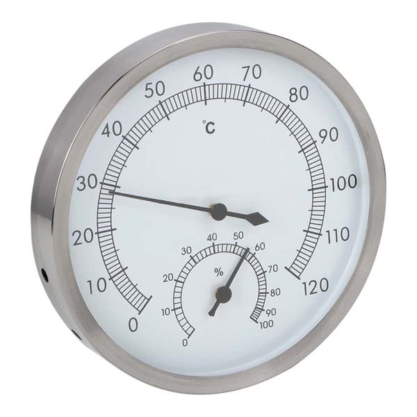 2-i-1 Rustfrit Stål Dampbad Sauna Rum Termometer Hygrometer Termo Hygrometer Indendørs