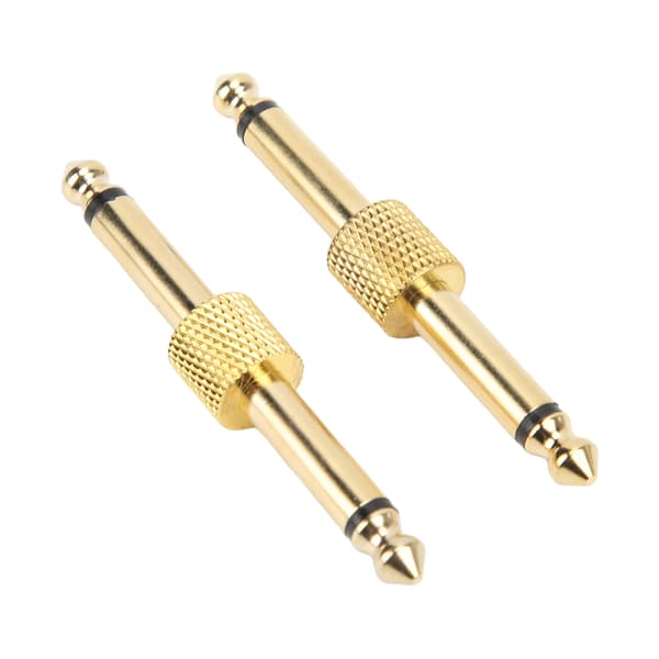 2ST 6,35 mm effektadapterkontakt brusreducerande gitarrpedalkopplare omvandlingsplugg guld