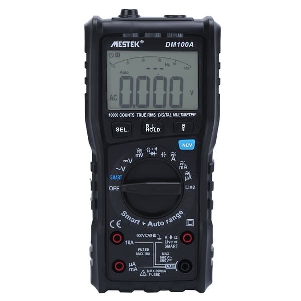 DM100A Digitalt Multimeter Ægte RMS Auto Range Voltmeter Amperemeter Ohm Tester 600V 10A