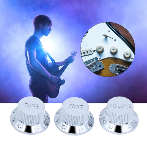 3 st silverplast gitarrpottknappar 25,5/18/6 mm för elgitarr och bas volymtonersättning