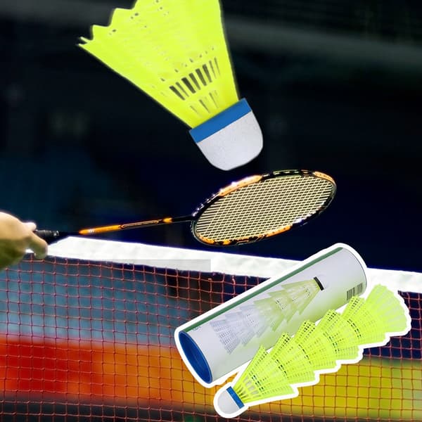 6-pack nylonbollar för badminton, hållbara träningsbollar, utomhus- och inomhusutrustning