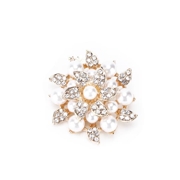 Guldblommig pärlbrosch för kvinnor Elegant presentklädesaccessoar