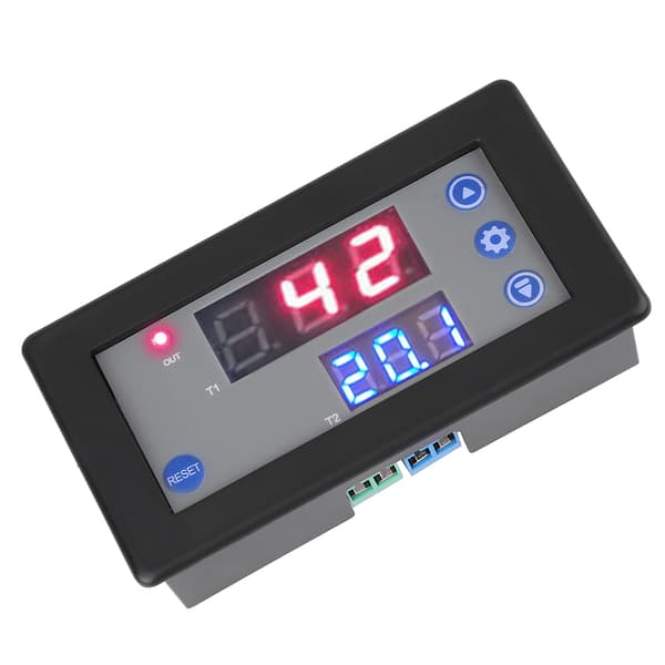 12V tidsforsinkelsesrelæmodul cyklustimer digital LED dobbelt display