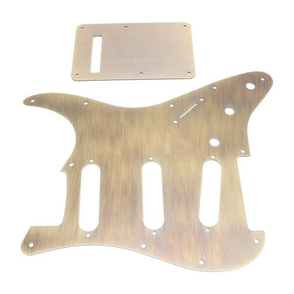 Bronsmetall Elgitarr Scratchplate & Bakplatta Set för 3 Single Coil Pickups, SSS-stil, 2-delat kit