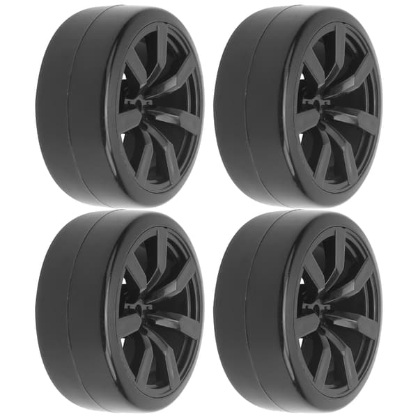 4 stk. 63 mm RC bil drift hjul gummidæk sæt erstatning til WPL D12 015BL, sort