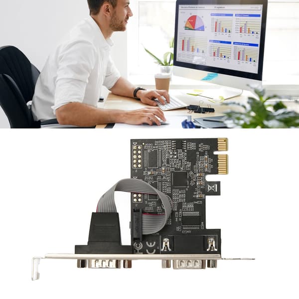 PCIe 2-portars RS232 DB9 seriellt kort, PCI Express expansionsadapter för Windows och Linux