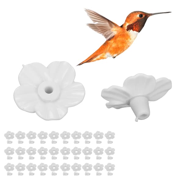 30 sæt kolibrifoderblomster flerfarvede unikke udskiftelige kolibrifoderblomsttilbehør Hvid