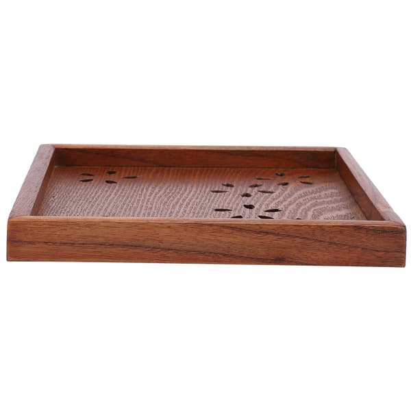Traditionell trätefat Kaffe Frukt Snacks Serveringsbricka för hemrestaurang 18*18cm
