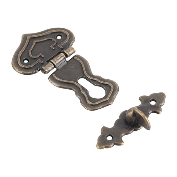 10-pack retrostil bronsfärgad smyckeskrinlås, hasp, trälåda