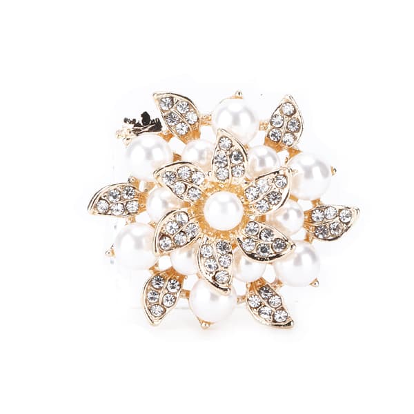 Guldblommig pärlbrosch för kvinnor Elegant presentklädesaccessoar
