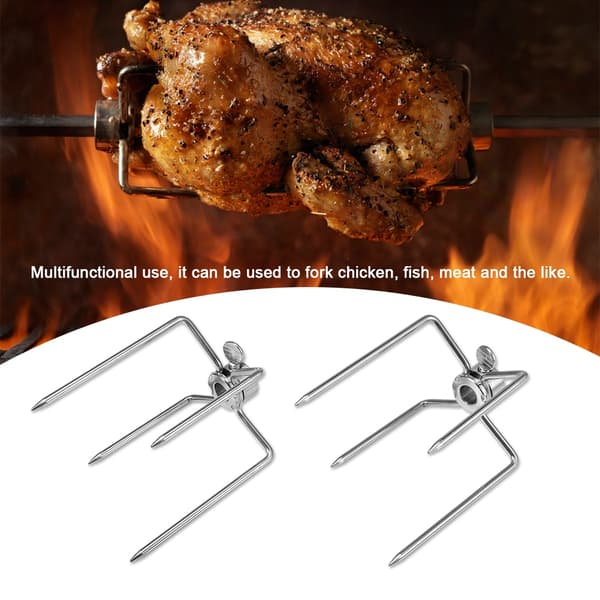 2 STK Multifunktionel Grillgaffel i Rustfrit Stål Stegespyd Grillværktøj