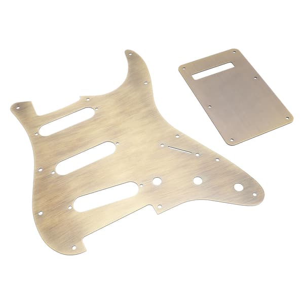Bronsmetall Elgitarr Scratchplate & Bakplatta Set för 3 Single Coil Pickups, SSS-stil, 2-delat kit